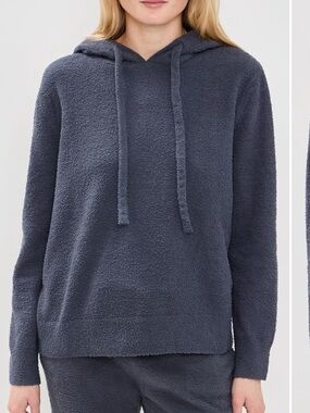 Eberjey Recycled Boucle Hoodie in Graphite, Size XS